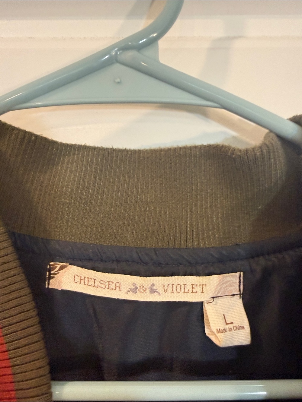 Chelsea & Violet Navy and Light Blue Embroidered Bomber Jacket - Picture 4 of 5